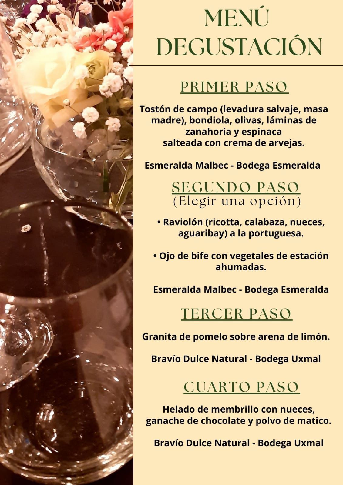 menú del restaurante